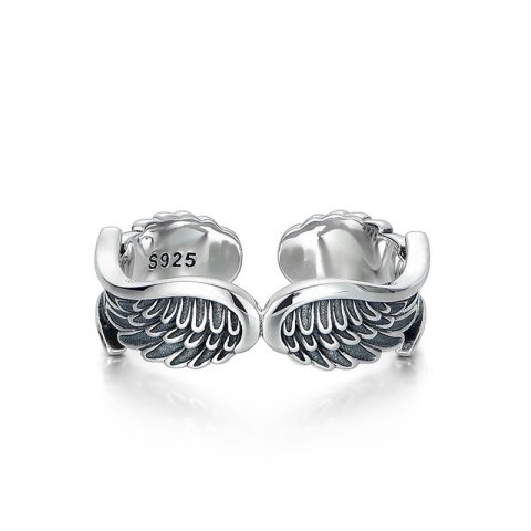 (image for) Mens Angel Wing Ring in Sterling Silver