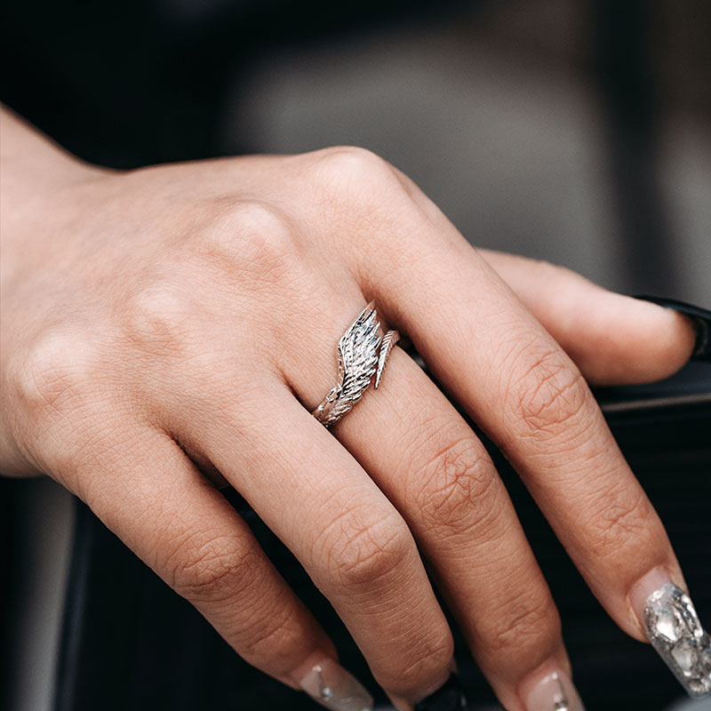 (image for) Open Angel Wing Ring In Sterling Silver