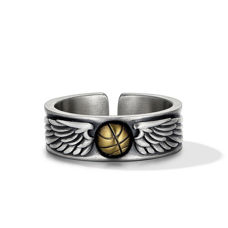 (image for) Sterling Silver Angel Wings Wedding Band