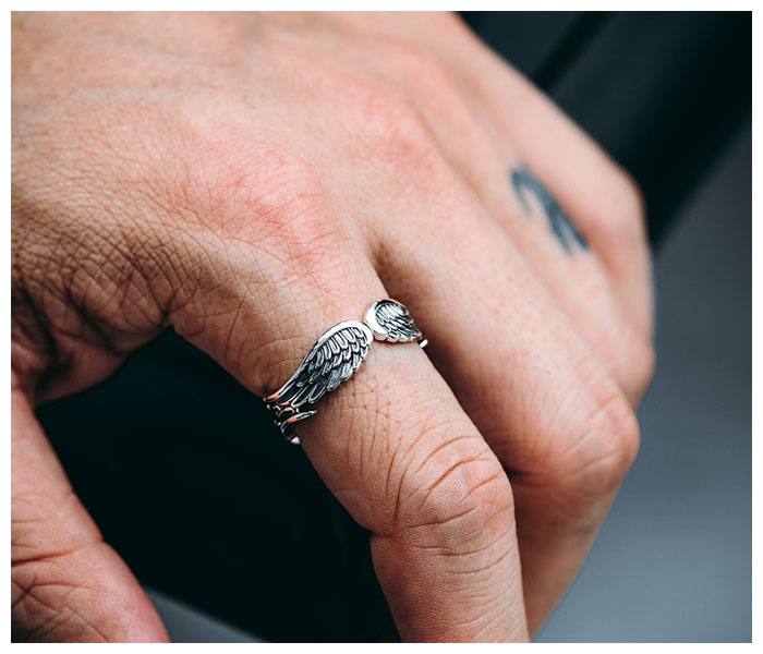 Mens Angel Wing Ring