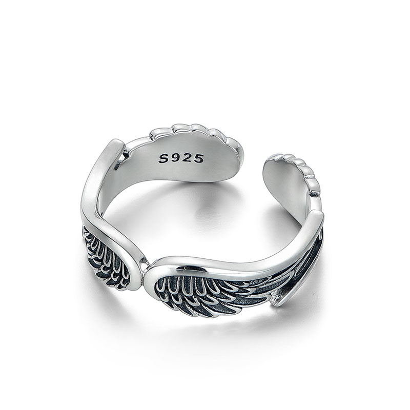 (image for) Mens Angel Wing Ring in Sterling Silver