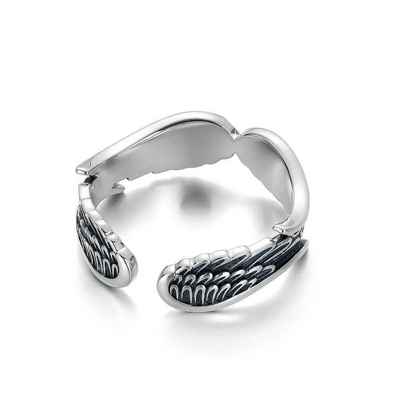 (image for) Mens Angel Wing Ring in Sterling Silver